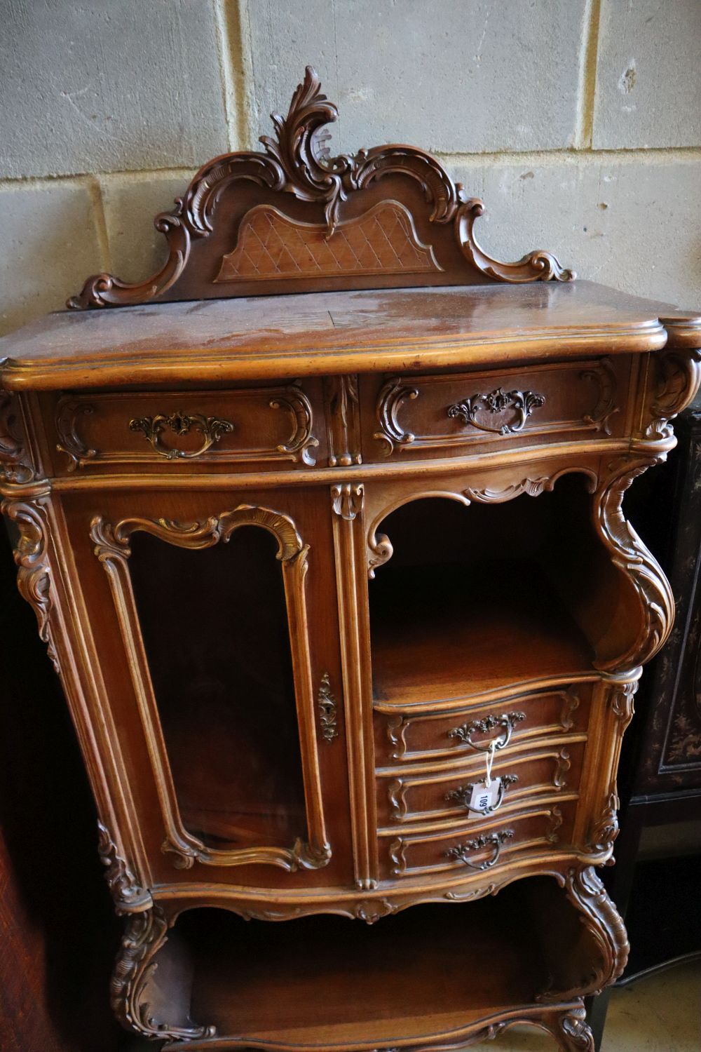 A 19th century French walnut side cabinet, width 80cm, depth 40cm, height 160cm
